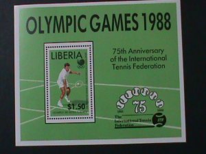 ​LIBERA-1988 OLYMPIC GAMES-75TH ANIV: INTEL. TENNIS FEDERATION. MNH S/S VF