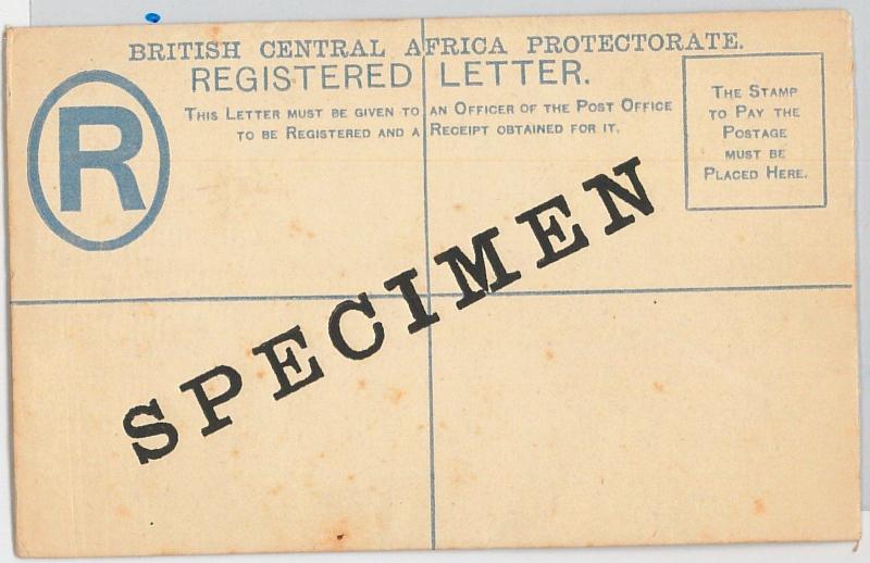 British Central Africa -  POSTAL STATIONERY COVER overprinted SPECIMEN