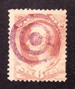 US O117 6c War Department Used w/ Violet Bullseye Fancy Cancel