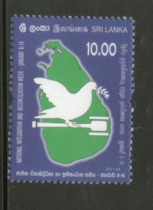 Sri Lanka 2017 National Integration & Reconciliation Week Map Dove 1v MNH # 4759