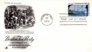 USA 1973 FDC Sc 1481 Artcraft Cachet Boston Tea Party First Day Cover