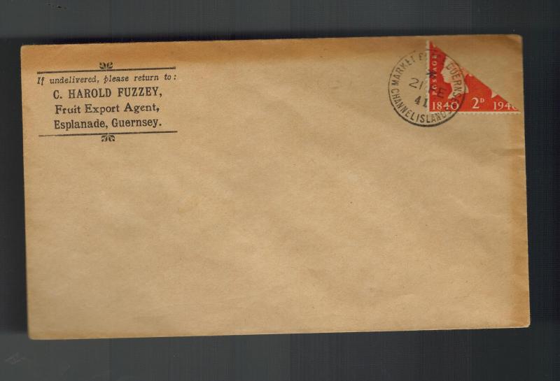 1941 Guernsey Channel Islands England Occupation Cover Bi Sect Stamp rare cancel