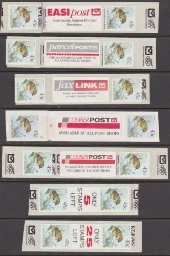 NEW ZEALAND 45c Rock Wren self adhesive coil pairs with spacer adverts etc .W242 