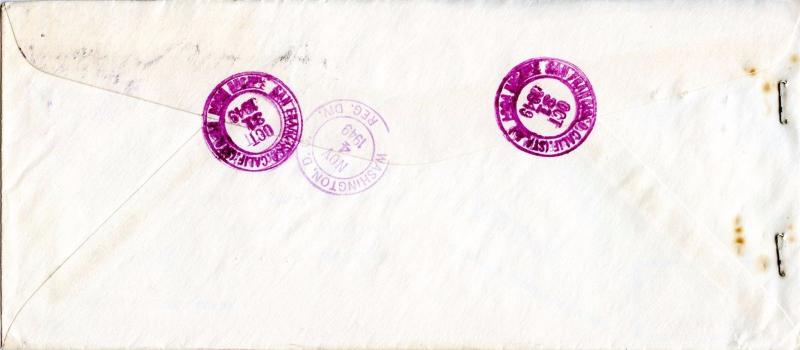 US Scott 820 & 807 Prexies On Registered 1949 Cover to Office of Alien Property