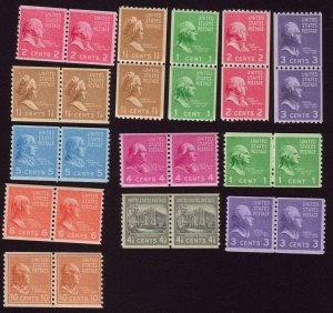 MALACK 839 - 851 VF/XF OG NH, Pairs,  nice set of pairs n5934