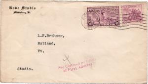 United States Vermont Middlebury 1934 machine  3c NRA and 10c Motorcycle Mess...