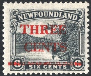 Newfoundland SC#160 3¢ Upper Steadies, Humber River: Surcharged (1929) MHR