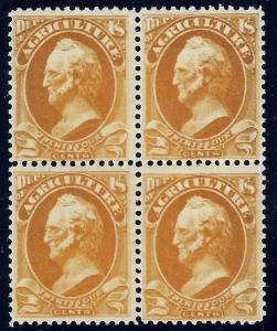 U.S. O8 FVF MNH Blk/4 SCV$3,950.00 Rare