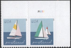 SC#5747-48 (Forever Postcard Rate) Sailboats Plate # Pair (2023) SA