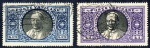 VATICAN CITY 1933 SC #28-29 VF , 1/1.5 L Pope Pius XI scv $21.00  *Bay Stamps* 