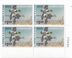 US RW 47 1980  $ 7.50 Federal duck Plate block   VFNH