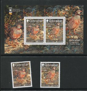 Gibraltar Barbary Partridge, Bird Stamp Set and Sheet MNH 2019