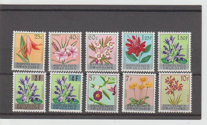 Rwanda  Scott#  13-22  MH  (1963 Flowers)