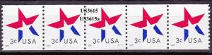 PNC5 3c Star Tagged Error S111 US #3615a Bottom BN #on# MNH F-VF