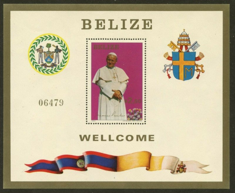 BELIZE Sc#667 1983 Pope John Paul II Visit Souvenir Sheet Mint NH