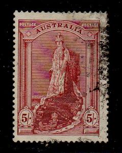 Australia Sc  177 1938 5/ Queen Elizabeth stamp used
