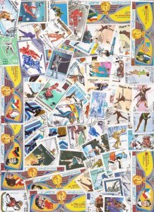 Figure Skating on Stamps Collection - 100 Different Stamps