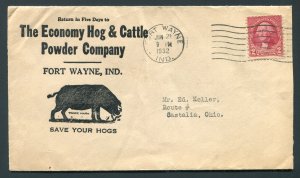 1932 Economy Hog & Cattle Powder Co. - Fort Wayne, Indiana to Castalia, Ohio