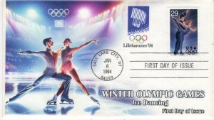 AOI-2809-3, 1994, Winter Olympics, First Day Cover, Standard Postmark, Add-on Ca