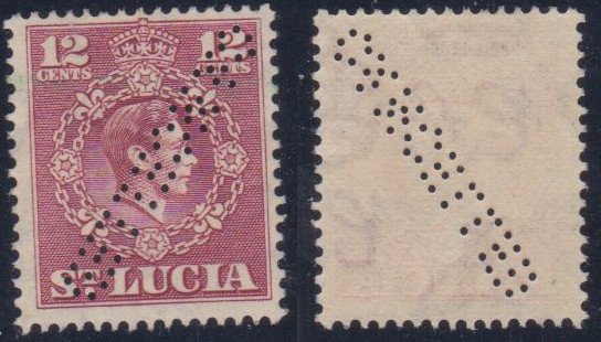 St. Lucia #142a mint NG perfin cancelled CV $550