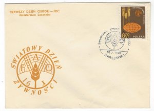 Poland 1981 FDC Stamps Scott 2487 FAO World Food Day Grains