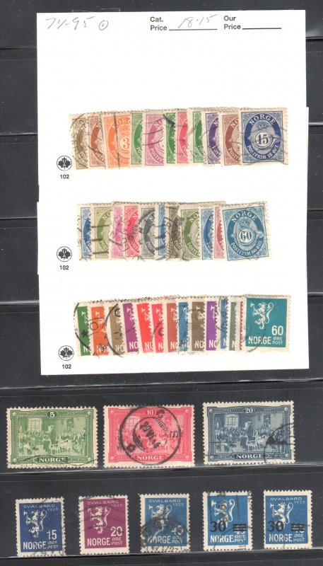 Norway #74 to 98, 112 to 130 ALL USED