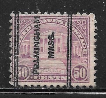 USA 701: 50c Arlington Amphitheater, Framingham, MASS. Precancel, used, just F