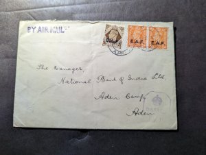 1943 British Occupied Africa EAF Overprint Cover APO 74 to Aden Camp Aden