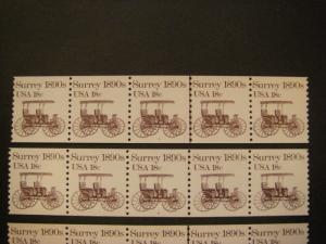 Scott 1907, 18c Surrey, 16 of 18 PNC5 Strips, MNH Transportation Beauties