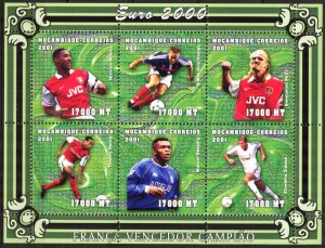 Mozambique 2001 Football Soccer Euro 2000 France Players Sheet MNH