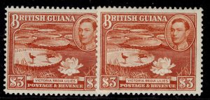 BRITISH GUIANA GVI SG319 + 319a, $3 SHADE VARIETIES, M MINT. Cat £100.