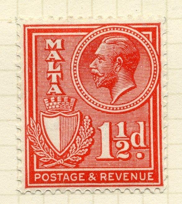 MALTA;  1930 early GV issue fine Mint hinged 1.5d. value