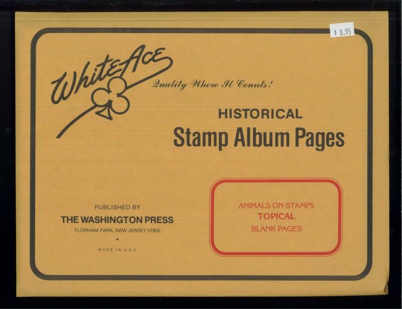 White Ace Animal Topical Historical Stamp Album Blank Page Supplement Pack of 12