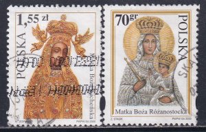 Poland 2000 Sc 3540-1 Depictions of the Virgin Mary Stamp Used