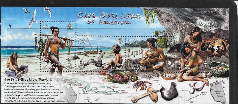 PITCAIRN ISLANDS, 644, MNH, S.S.CAVE DWELLERS OF HENDERSON ISL.