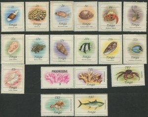 Tonga 1984 SG865-881 Marine Life set MNH