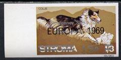 Stroma 1971 Dogs 15p on 1s3d (Collie) imperf single overp...