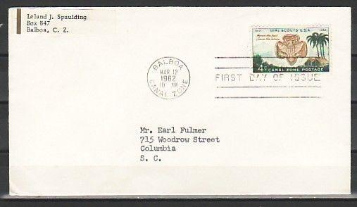 Canal Zone, Scott cat. 156. USA Girl Scout Anniv. issue. Plain First day cover