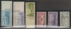 1951 Commemorative Set-6 stamps, 2 PL# stamps. MNH,(in mounts)