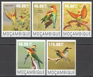 Wb307 2014 Mozambique Bee-Eaters Birds Fauna #7590-94 Set Mnh