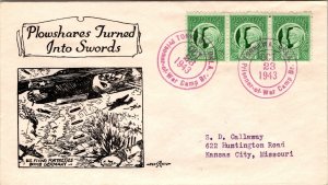 1943 Tonkawa Oklahoma USA Censored Internment Camp Cover to Kansas City MO