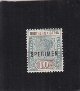 Northern Nigeria: 10s Victoria Specimen, S.G. #9, MH, Creased (30746)