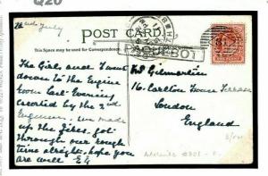 GB Cover KEVII 1d USED ABROAD Australia *1* Numeral Adelaide PAQUEBOT 1911 Q20