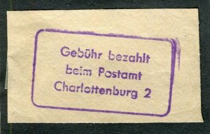 GERMANY; 1950s early GEBUHR BEZAHLT Postal Stationary Piece