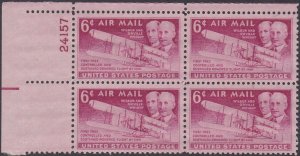 C45 Wright Brothers Plate Block MNH