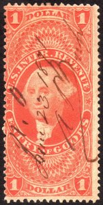 1862, US $1, Entry of Goods, Used, Sc R67c