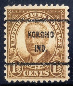 Kokomo IN, 684-61 Bureau Precancel, 1½¢ FF Harding
