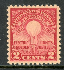 USA 1929 ⭐2￠Thomas Edison⭐ Flat Perf 11 ⭐Scott # 654 ⭐⭐ MNH Q281 