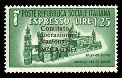 Italy, Locals #Sass. 8 Cat€300, Maccagno, 1945 1.25L green, hinged