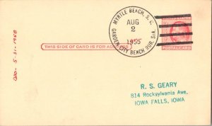 United States South Carolina Garden City Beach Rur. Sta. Myrtle Beach 1955 4-...